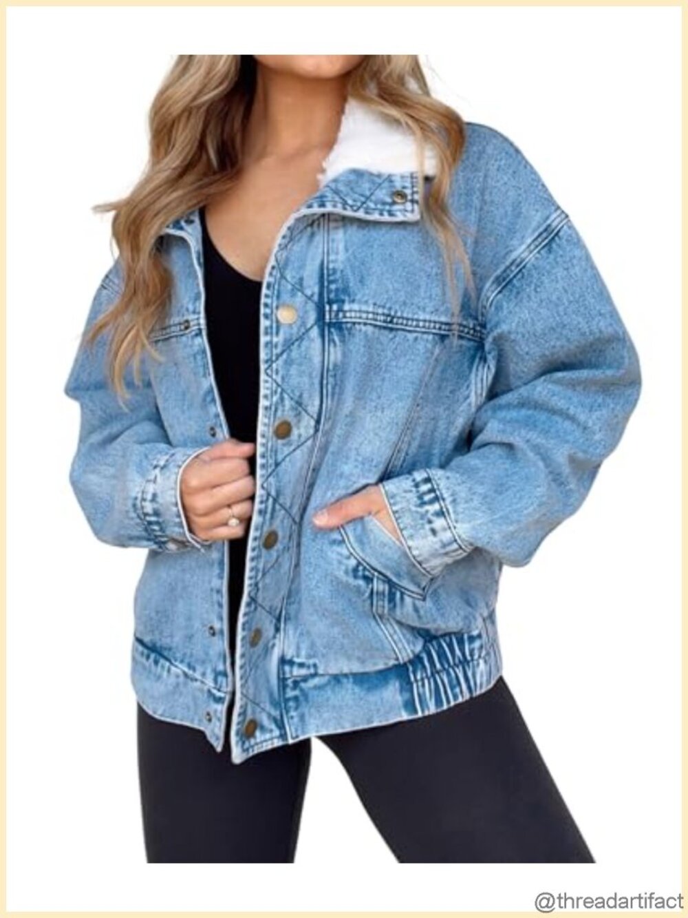 Oversized Sherpa Collar Denim Jacket Boyfriend Trucker Coat